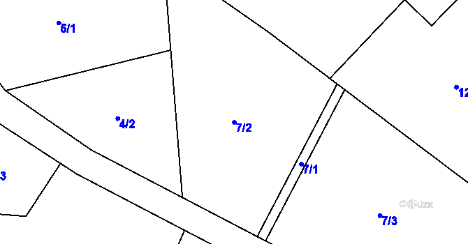 Parcela st. 7/2 v KÚ Křišťanovice u Záblatí, Katastrální mapa