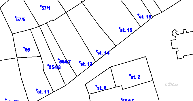 Parcela st. 14 v KÚ Záblatí u Prachatic, Katastrální mapa