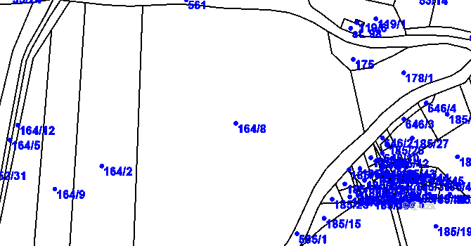 Parcela st. 164/8 v KÚ Záblatí u Prachatic, Katastrální mapa