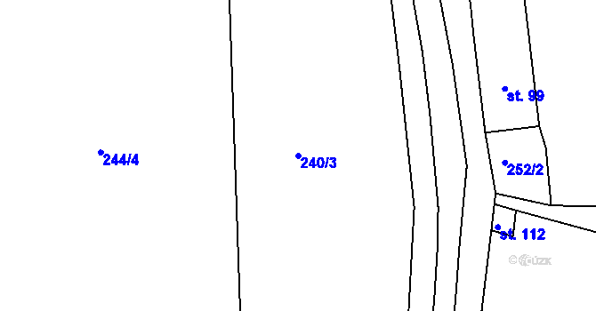 Parcela st. 240/3 v KÚ Záblatí u Prachatic, Katastrální mapa