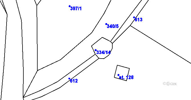 Parcela st. 334/14 v KÚ Záblatí u Prachatic, Katastrální mapa