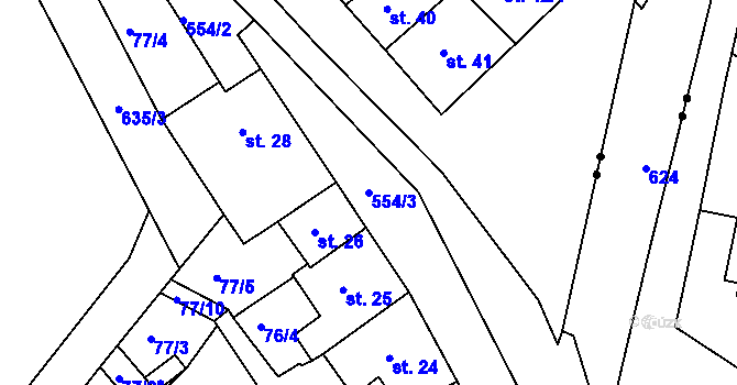 Parcela st. 554/3 v KÚ Záblatí u Prachatic, Katastrální mapa