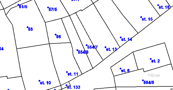 Parcela st. 554/7 v KÚ Záblatí u Prachatic, Katastrální mapa