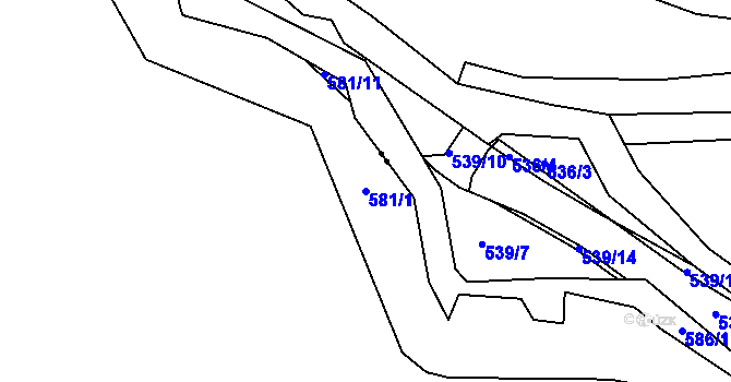Parcela st. 581/1 v KÚ Záblatí u Prachatic, Katastrální mapa