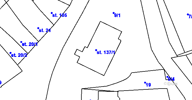 Parcela st. 137/1 v KÚ Záblatí u Prachatic, Katastrální mapa