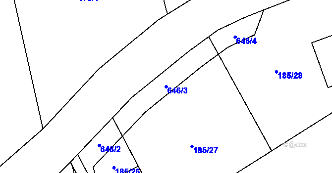 Parcela st. 646/3 v KÚ Záblatí u Prachatic, Katastrální mapa