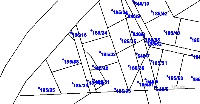 Parcela st. 185/32 v KÚ Záblatí u Prachatic, Katastrální mapa