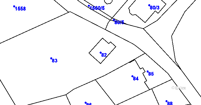 Parcela st. 82 v KÚ Záblatí u Osové Bítýšky, Katastrální mapa