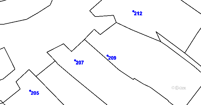 Parcela st. 209 v KÚ Záblatí u Osové Bítýšky, Katastrální mapa