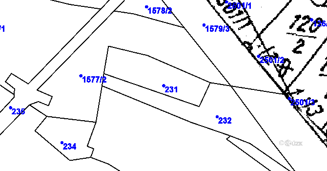 Parcela st. 231 v KÚ Záblatí u Osové Bítýšky, Katastrální mapa
