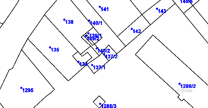 Parcela st. 137/2 v KÚ Záblatí u Osové Bítýšky, Katastrální mapa