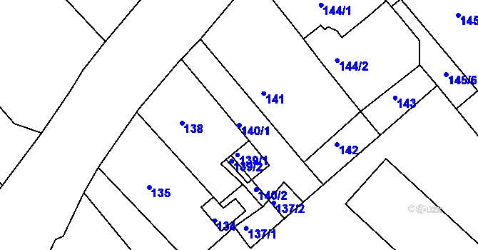 Parcela st. 140/1 v KÚ Záblatí u Osové Bítýšky, Katastrální mapa