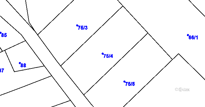 Parcela st. 75/4 v KÚ Záblatí u Osové Bítýšky, Katastrální mapa