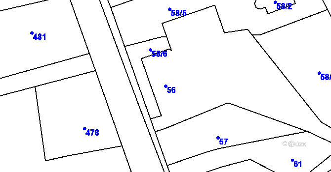 Parcela st. 56 v KÚ Záblatí u Bohumína, Katastrální mapa