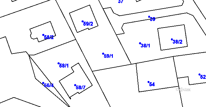 Parcela st. 59/1 v KÚ Záblatí u Bohumína, Katastrální mapa