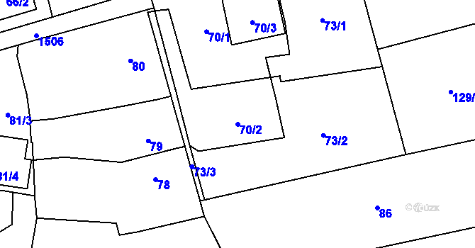 Parcela st. 70/2 v KÚ Záblatí u Bohumína, Katastrální mapa