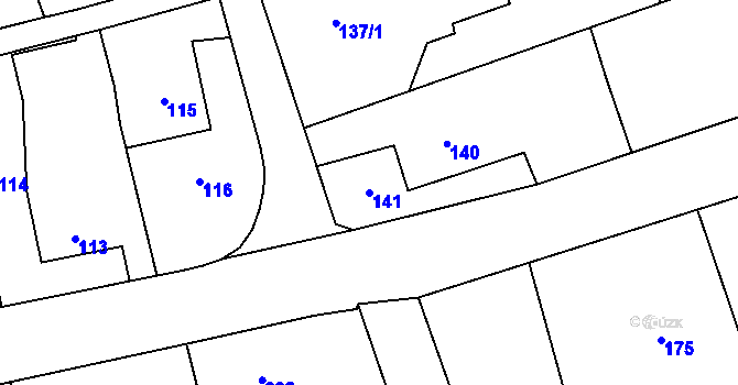 Parcela st. 141 v KÚ Záblatí u Bohumína, Katastrální mapa