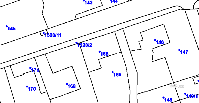 Parcela st. 166 v KÚ Záblatí u Bohumína, Katastrální mapa
