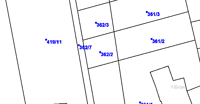 Parcela st. 362/2 v KÚ Záblatí u Bohumína, Katastrální mapa