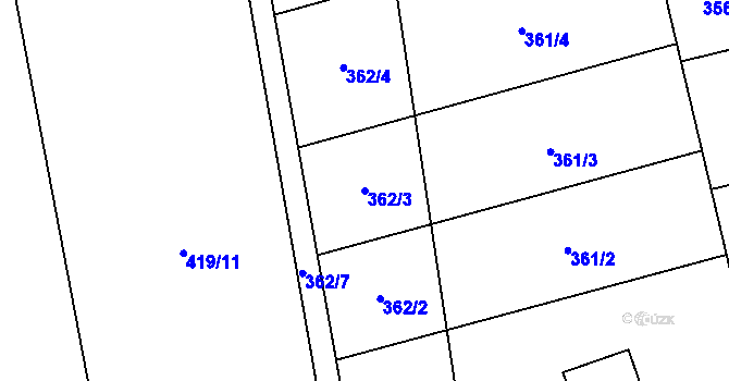 Parcela st. 362/3 v KÚ Záblatí u Bohumína, Katastrální mapa