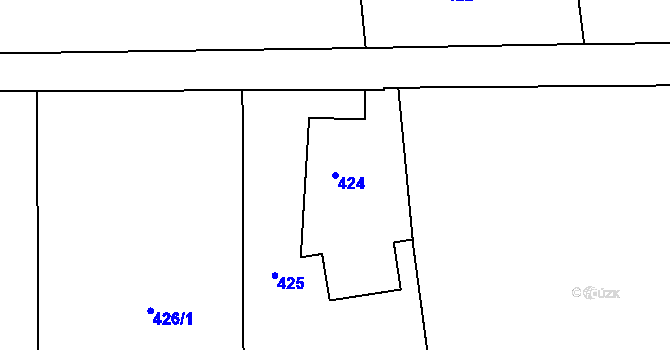 Parcela st. 424 v KÚ Záblatí u Bohumína, Katastrální mapa