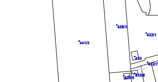 Parcela st. 441/3 v KÚ Záblatí u Bohumína, Katastrální mapa