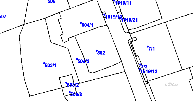 Parcela st. 502 v KÚ Záblatí u Bohumína, Katastrální mapa