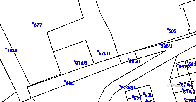 Parcela st. 676/1 v KÚ Záblatí u Bohumína, Katastrální mapa