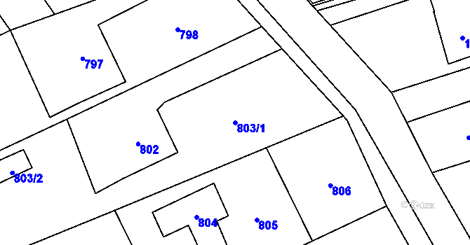 Parcela st. 803/1 v KÚ Záblatí u Bohumína, Katastrální mapa