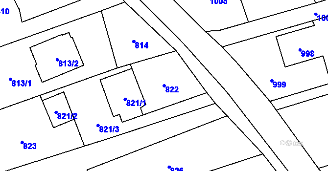 Parcela st. 822 v KÚ Záblatí u Bohumína, Katastrální mapa