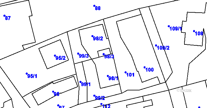 Parcela st. 98/3 v KÚ Záblatí u Bohumína, Katastrální mapa