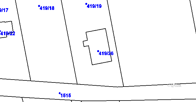 Parcela st. 419/26 v KÚ Záblatí u Bohumína, Katastrální mapa