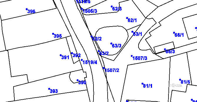 Parcela st. 63/2 v KÚ Záblatí u Bohumína, Katastrální mapa