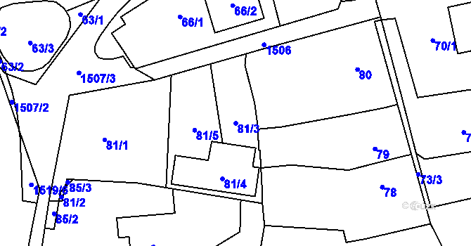 Parcela st. 81/3 v KÚ Záblatí u Bohumína, Katastrální mapa