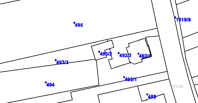 Parcela st. 493/2 v KÚ Záblatí u Bohumína, Katastrální mapa