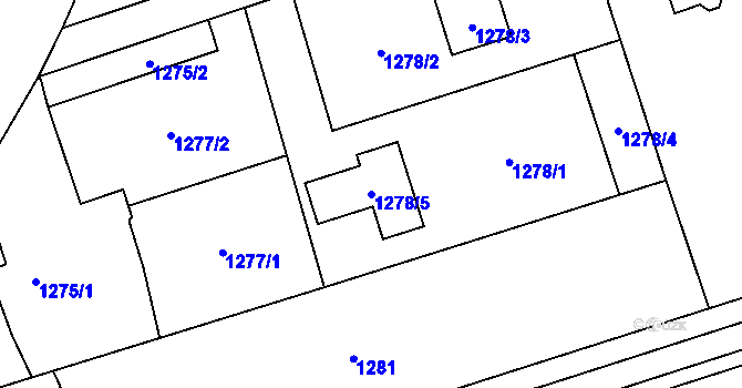 Parcela st. 1278/5 v KÚ Záblatí u Bohumína, Katastrální mapa