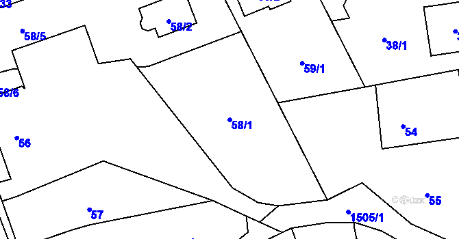 Parcela st. 58/1 v KÚ Záblatí u Bohumína, Katastrální mapa