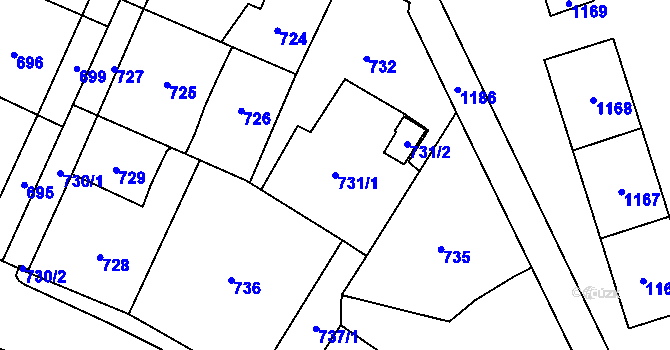 Parcela st. 731/1 v KÚ Záblatí u Bohumína, Katastrální mapa