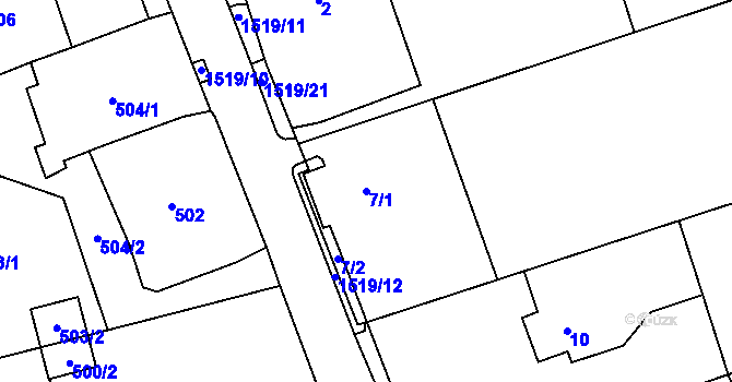 Parcela st. 7/1 v KÚ Záblatí u Bohumína, Katastrální mapa