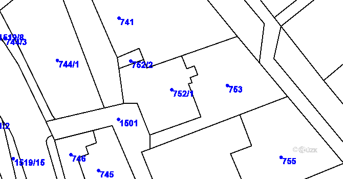 Parcela st. 752/1 v KÚ Záblatí u Bohumína, Katastrální mapa