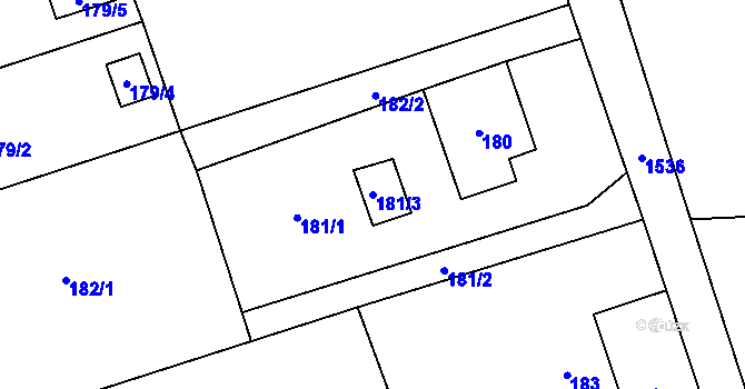 Parcela st. 181/3 v KÚ Záblatí u Bohumína, Katastrální mapa
