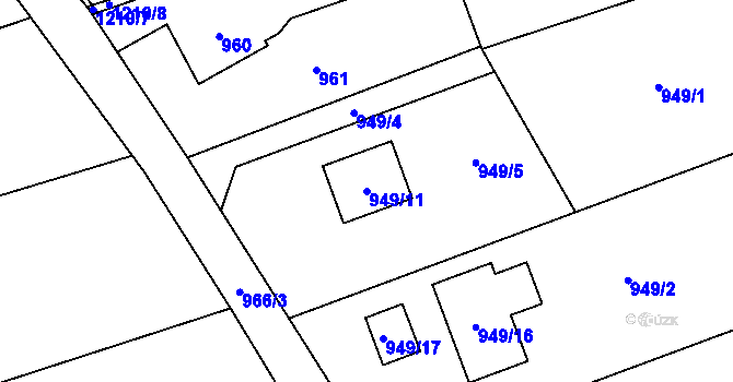 Parcela st. 949/11 v KÚ Záblatí u Bohumína, Katastrální mapa