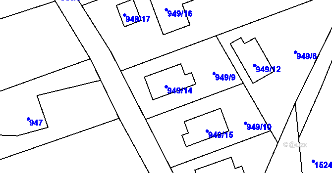 Parcela st. 949/14 v KÚ Záblatí u Bohumína, Katastrální mapa
