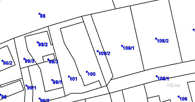 Parcela st. 109/2 v KÚ Záblatí u Bohumína, Katastrální mapa