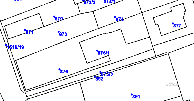 Parcela st. 875/1 v KÚ Záblatí u Bohumína, Katastrální mapa