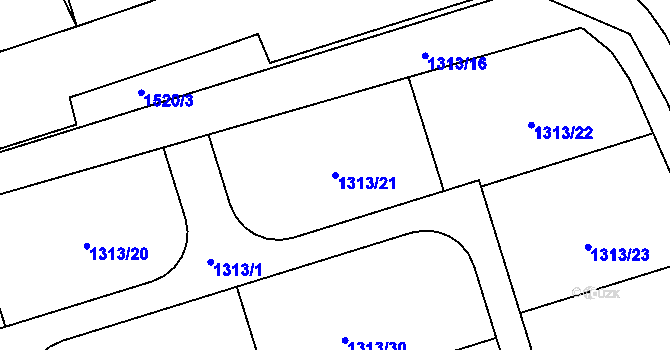 Parcela st. 1313/21 v KÚ Záblatí u Bohumína, Katastrální mapa
