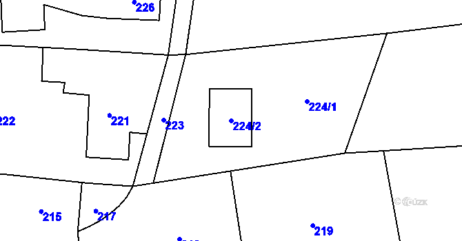 Parcela st. 224/2 v KÚ Záblatí u Bohumína, Katastrální mapa