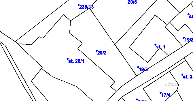 Parcela st. 20/2 v KÚ Zábludov, Katastrální mapa