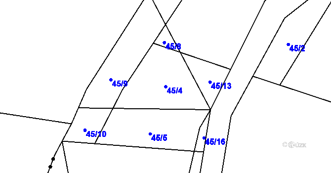 Parcela st. 45/4 v KÚ Zábludov, Katastrální mapa