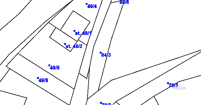 Parcela st. 84/3 v KÚ Zábludov, Katastrální mapa